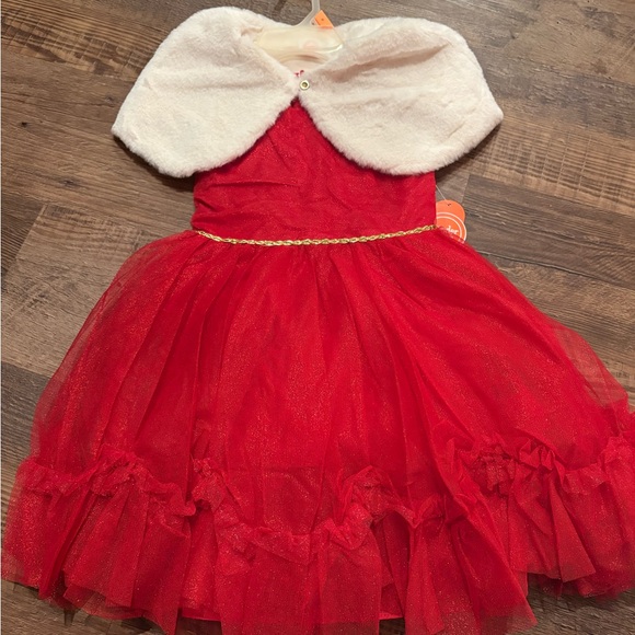 wonder nation Other - Wonder Nation Red Dress with White Faux Fur Cape